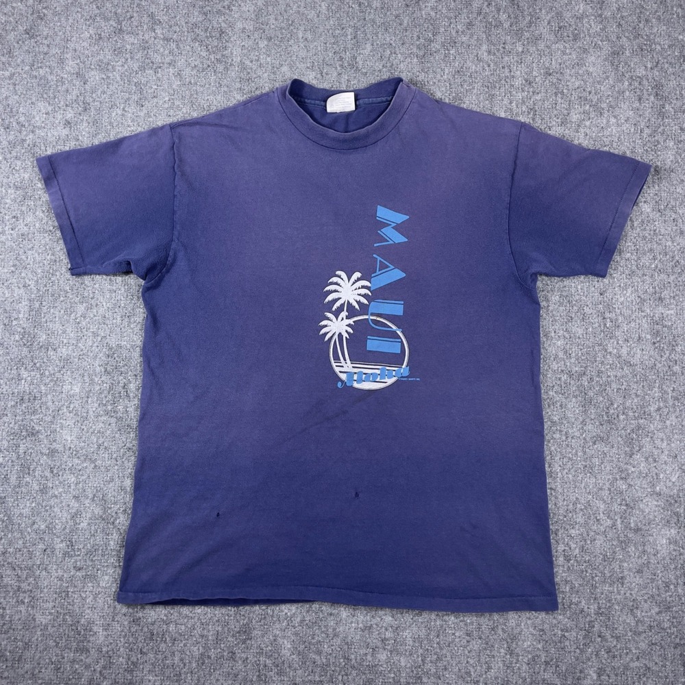Vintage Maui Aloha Faded T-Shirt Mens XL Blue 90s Single Stitch Graphic Tee